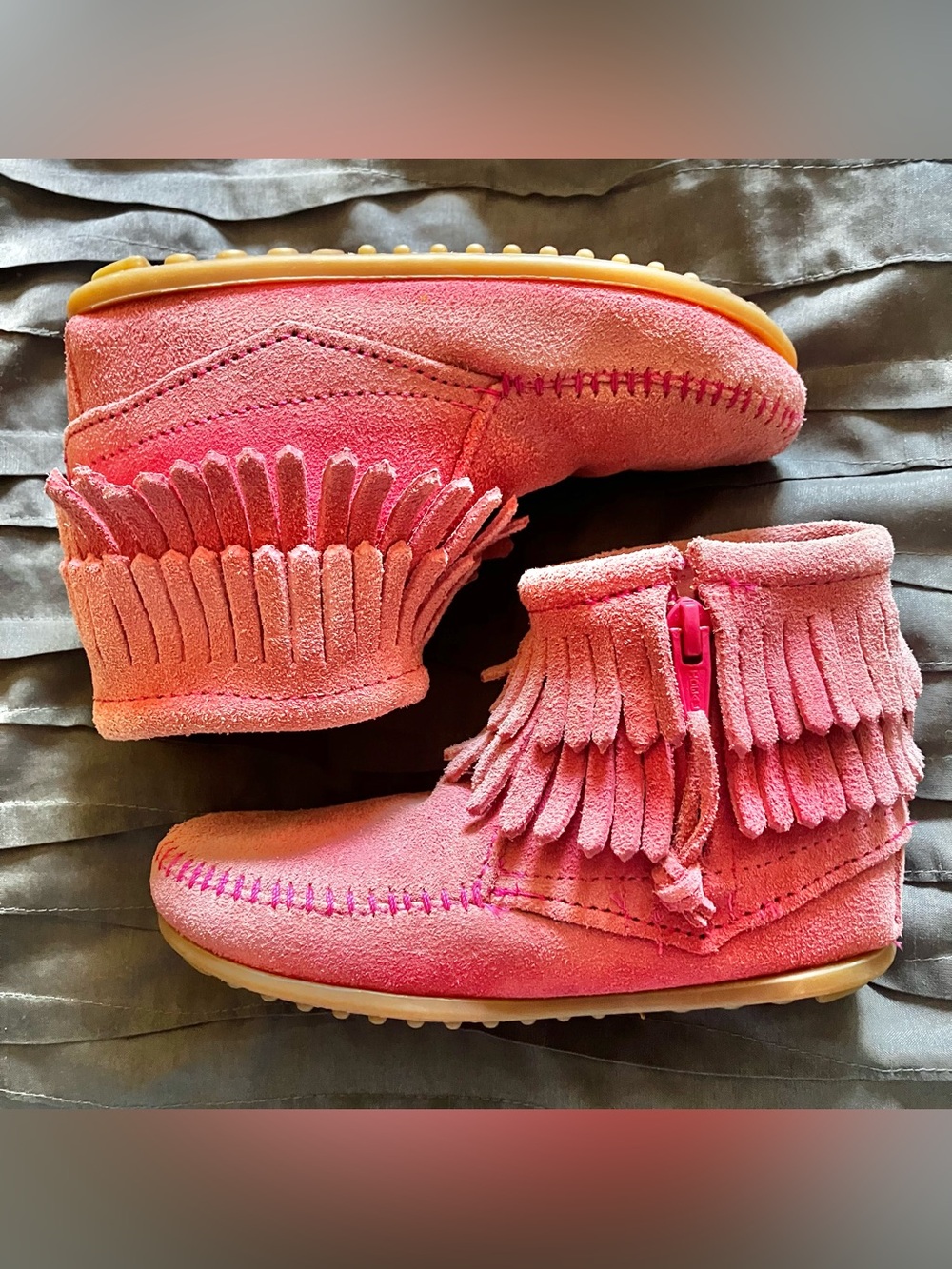 Minnetonka suede moccasin booties